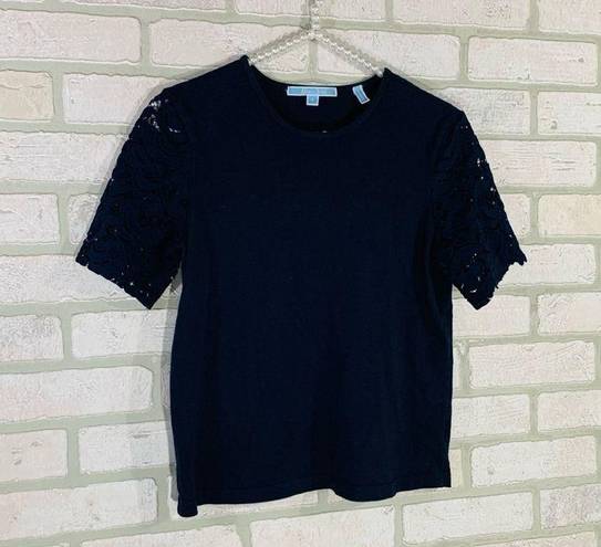 Draper James  Navy Lace Short Sleeve Tee Size S