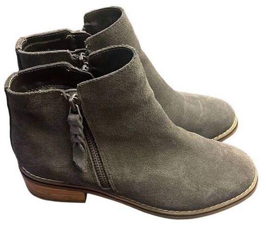 Blondo  Womens Suede Stacked Heel Side Zip Linda Waterproof Booties Gray Size 6.5