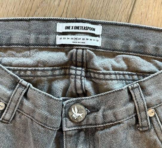 One Teaspoon  Lonely Boys Distressed Gray Women boy friend Jean 26