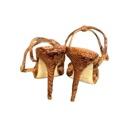 Michael Costello  Tan Snake Ankle Strap Sandal SIZE 7 Rhea Heel Python Stiletto