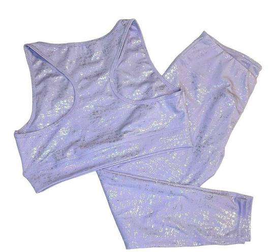 Kimberly Purple Metallic Activewear Sports Bra and Legging Set