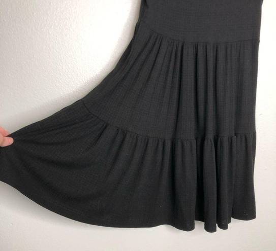 See You Monday  Flowy Tiered Little Black Dress S