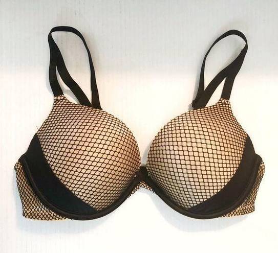 Frederick's of Hollywood Frederick’s of Hollywood Bra Heartthrob Fishnet Full Figure Black Tan Sz 36C EUC