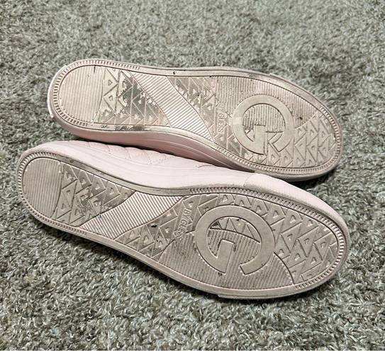 Guess G by  Pink Blush Lace Up Leather Quilted Sneakers Shoes Flats Size 9