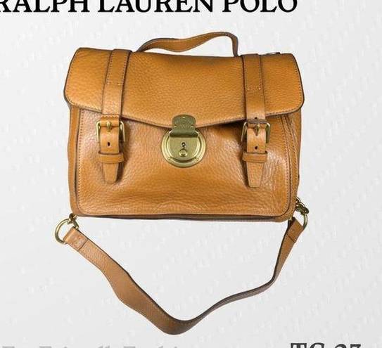 Polo  RALPH LAUREN Tan Leather Ricky Crossbody Bag Messenger Satchel