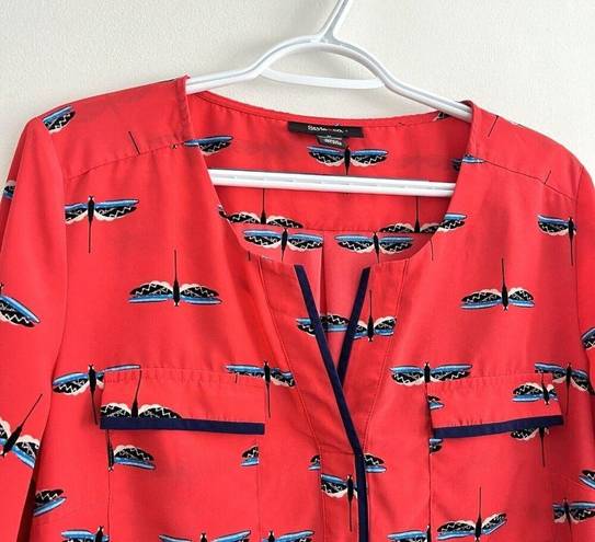 Style & Co  Red Vermillion Dragonfly Lightweight Blouse ~ Size Medium