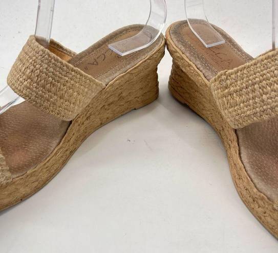 sbicca  Womens Jute Wedge Sandals Jute Platform Slip On 2.5" Heels Beige Size 8