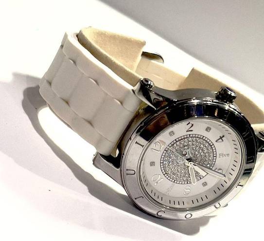 Juicy Couture  White Rubber Band Crystal Encrusted Dial Watch