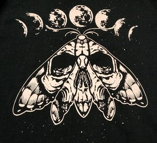 The Moon Black Phase Moth Sweater, Women's Small [NWOT!]