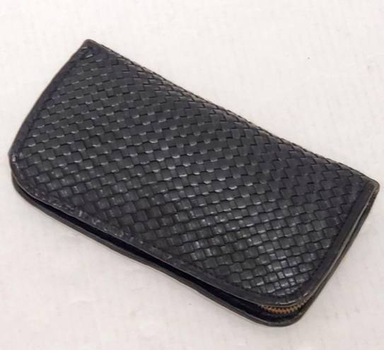 Vera Pelle Designer Italian  Wallet Black Woven Style