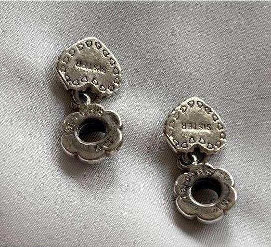 Pandora MY SPECIAL SISTER Authentic  Silver HEART Charms Lot of 2 DANGLE 791383