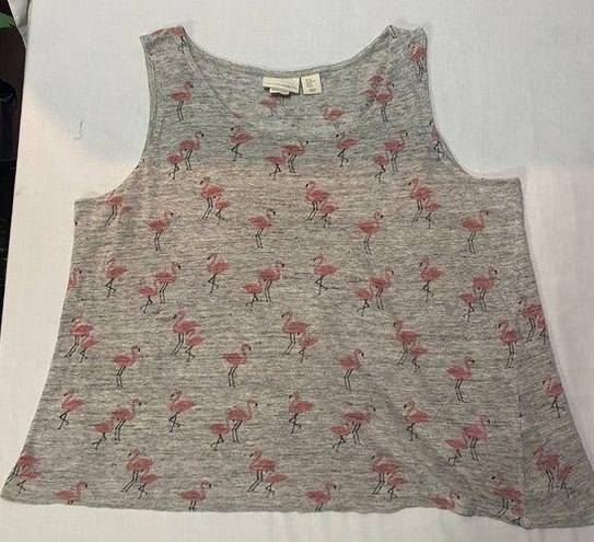 Cynthia Rowley  Linen Flamingo Tank Top Gray, Pink