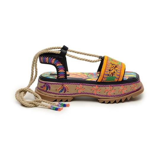 Farm Rio BEADED BANANA FLATFORM SANDAL