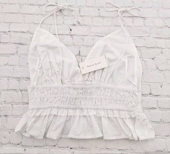 Sim & Sam  Womens Size Large White Crop Top Blouse