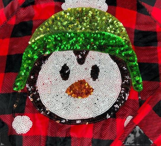 Wish Third  womens Large Top Pajama lounge wear buffalo Plaid winter sequin cozy