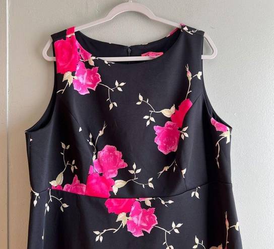 Betsey Johnson  Black Pink Floral Swing Dress A Line Sleeveless - Size 16 Wide