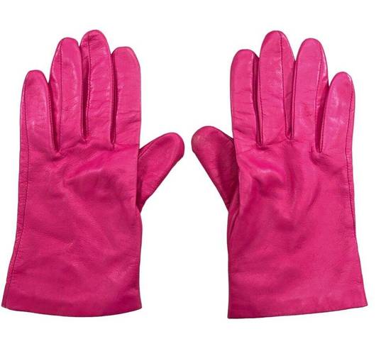 Fownes Womens Size 7 Gloves Real Genuine Leather Silk Lined Pink Vintage