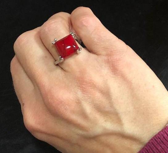 Ruby New Opaque  Silver Ring Size 6 1/2