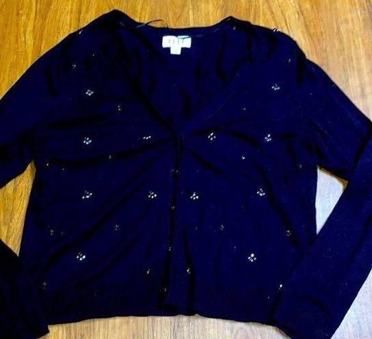 Elle Woman’s xl black bling rhinestone cardigan holiday dressy button up 