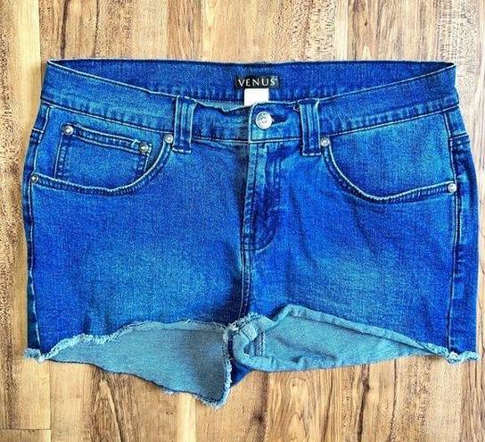 Venus  Medium Wash High Rise Denim Shortie Shorts Size 8