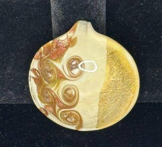 Murano glass authentic Italian pendant w/ reflective gold & sparkly rose gold