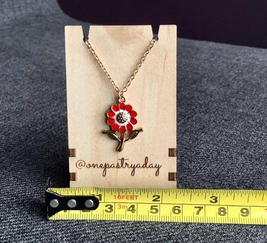 Wish Flower Make a  Fashion Necklace, Gold, Red Enamel