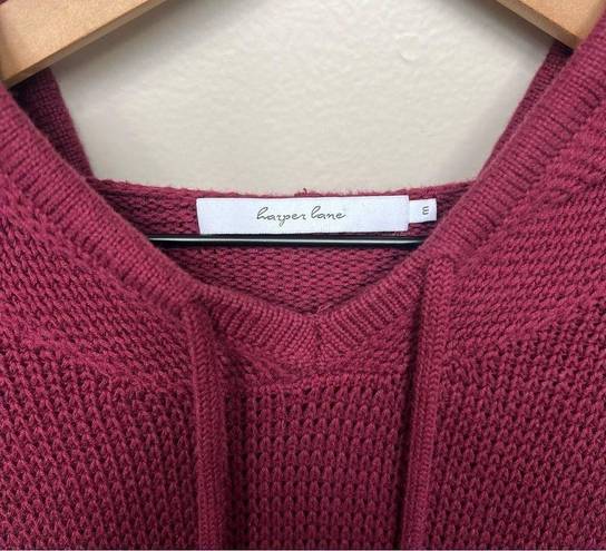 Harper  Lane Stitch Fix Knit Hoodie Sweater Burgundy Red Size Medium