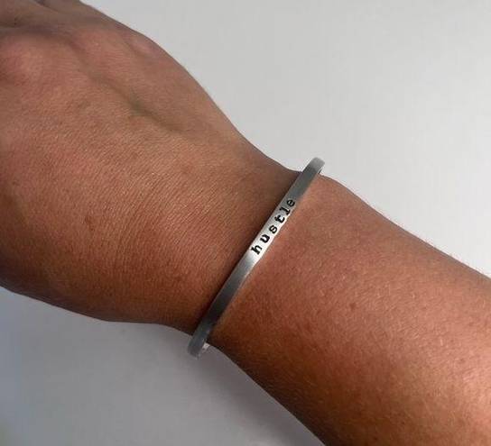 MantraBand  Hustle Adjustable Stainless steel Lead free Bracelet Cuff Silver