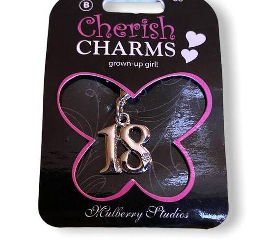 Cherish  Charms 18 Bracelet Charm Silvertone NEW NWT 18th Birthday Silver Tone