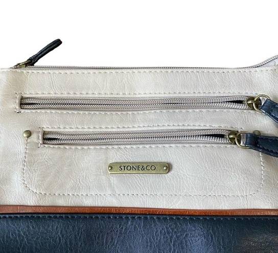 Krass&co Stone &  Cream Leather Clutch