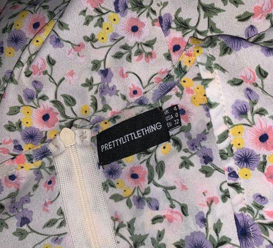 Pretty Little Thing Cream Floral Corset Tie Dress