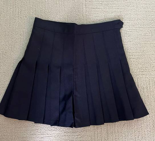 American Apparel Navy Pleated Mini Skirt