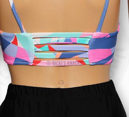 Raisin's  Kaori Multicolor High Square Neck Bikini Top with Strappy Back Size XS