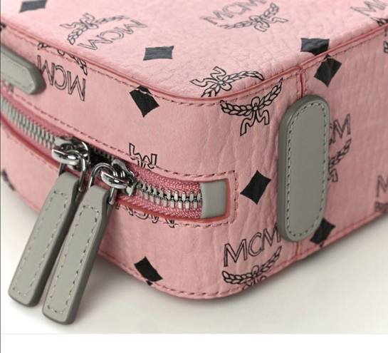 MCM  New Mini Half Moon Top Handle Satchel Purse Soft Pink Logo Crossbody…