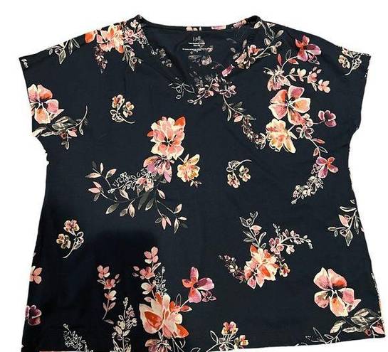 J.Jill  Floral Print Luxe Supima VNeck Tee