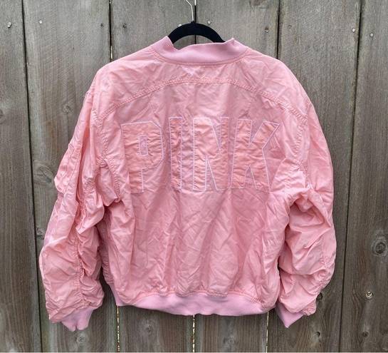 PINK - Victoria's Secret Victoria's Secret PINK pink bomber varsity jacket