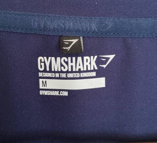 Gymshark  Drawstring Long Sleeve Elbow Key Hole Crop Top in Navy Blue Sz. Small