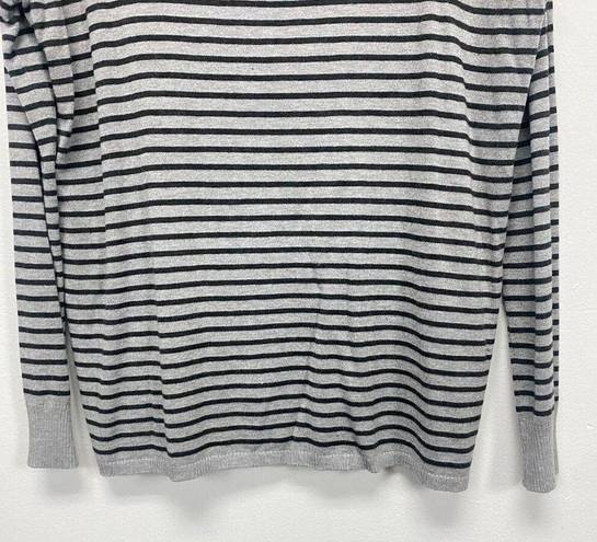 Workshop  womens pullover cowl neck gray black striped sweater size small