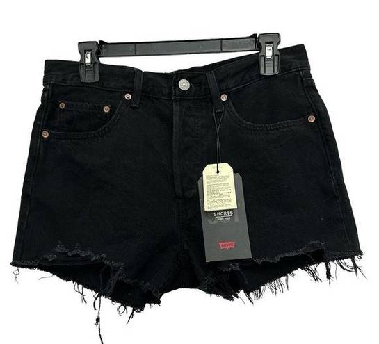 Levi’s  501 Shorts Size 28 Black Raw Hem Button Fly Premium Denim Cut Off NWT