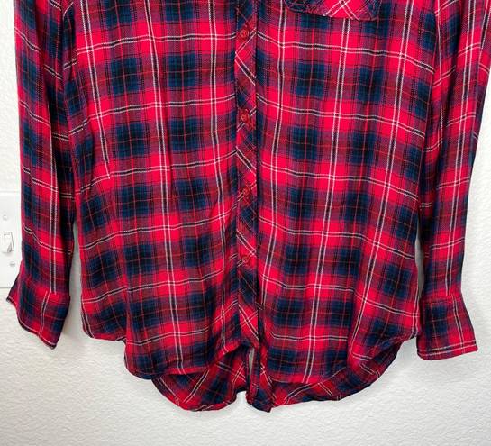 BeachLunchLounge red plaid flannel t-shirt dress size XS