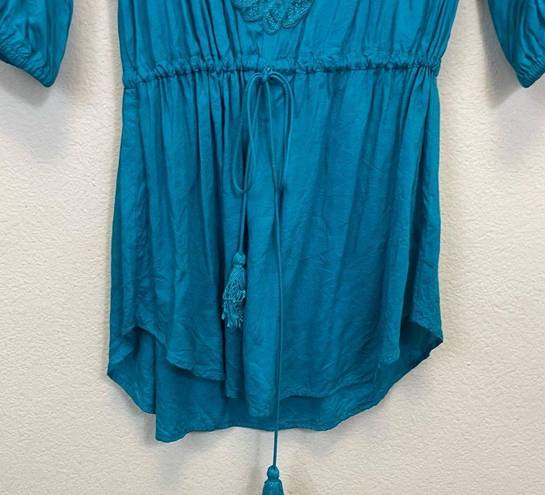 Vix Paula Hermanny  Embroidered Caftan Swim Cover Up Turquoise Size S
