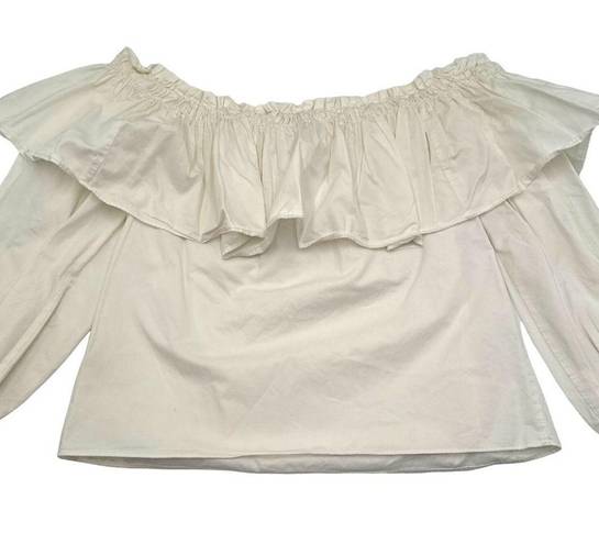 Alexis  Off Shoulder White Ruffle Pullover Blouse XS