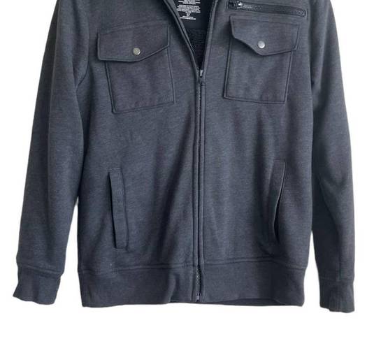 Sonoma  Jacket Women Fleece 14/16 Gray Hooded Long Sleeve Pockets Full Zip Coat