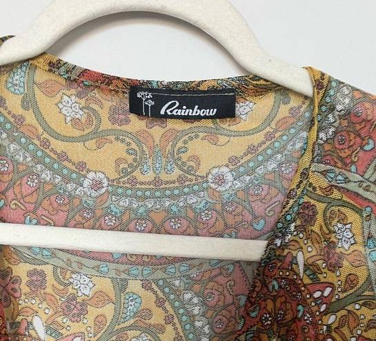 Vintage Y2K Rainbow Paisley High Low Top​ Size L