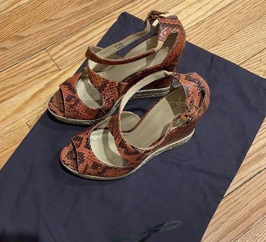 Brian Atwood  Dekoda snakeskin espadrille wedges size 8.5 / 39