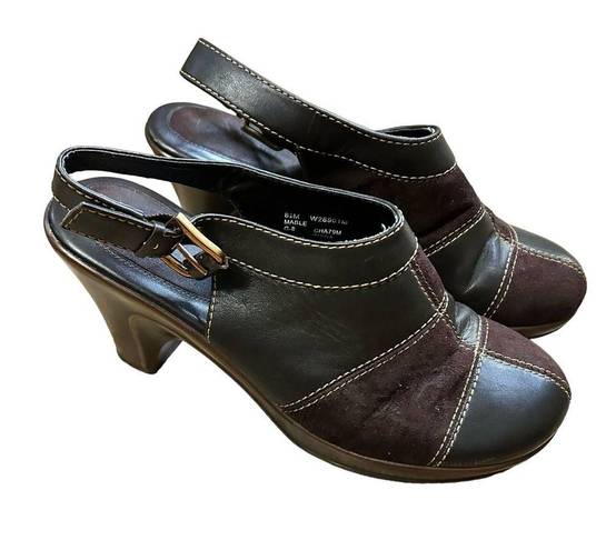 Tommy Hilfiger 90's Patchwork Clogs Tommy Vintage Shoes Slingback Brown Buckle Heel 8.5