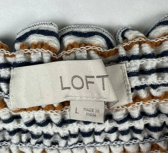 Loft Ann Taylor Puff Sleeve Square Neck Smocked Stretchy Knit Crop Top Boho L