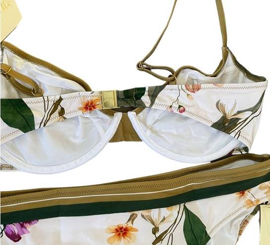 Gottex New!  Floral Print Contrast Trim Underwire Bikini - TOP