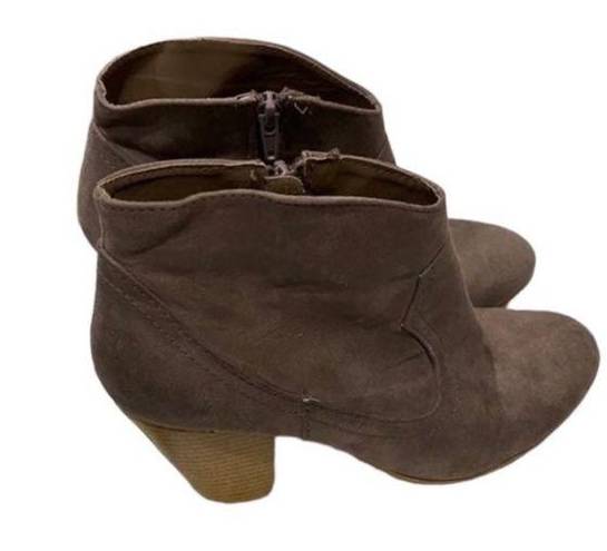 Charlotte Russe  Beige & Tan Heeled Booties Women’s Size 9/ 9.5 Suede Material!