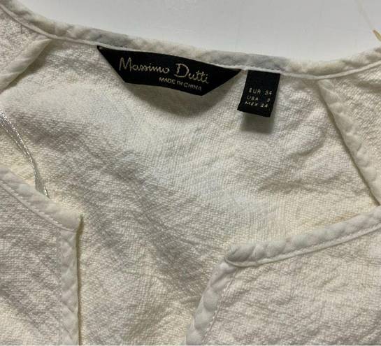 Massimo Dutti  linen embellished cap sleeve blouse medium